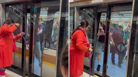 According to the Internet, women in Silver shirt try to squeeze past gates in the Singapore train, ‘incredible India’ | Trending